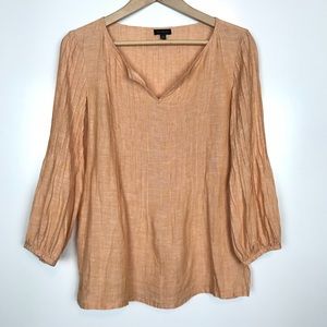 Talbots linen 3/4 bubble sleeve boho blouse Sz XS